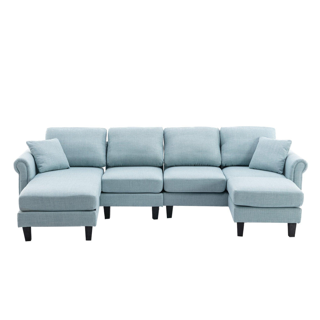 WIIS' IDEA™ Modern Living Room Fabric Sectional  Sofa - Light Blue