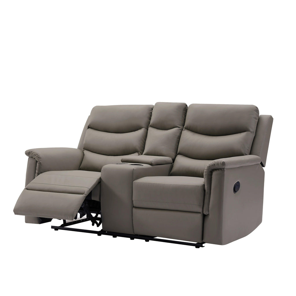 WIIS' IDEA™ Modern PU Leather Loveseat Motion Sofa With Storage Console - Grey