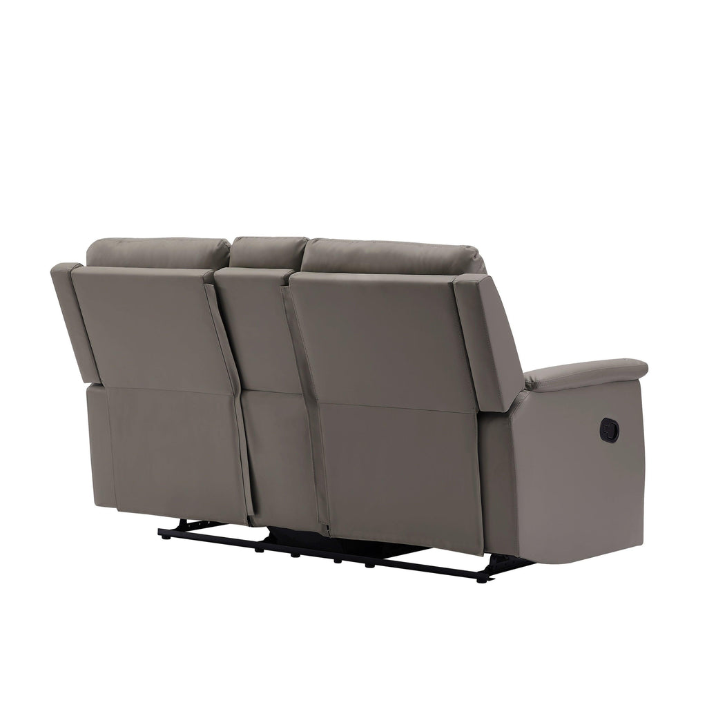 WIIS' IDEA™ Modern PU Leather Loveseat Motion Sofa With Storage Console - Grey