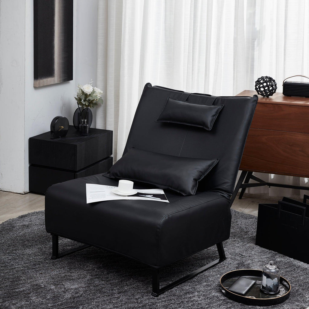 WIIS' IDEA™ Modern  Recliner Comfortable Leather Leisure Sofa - Black