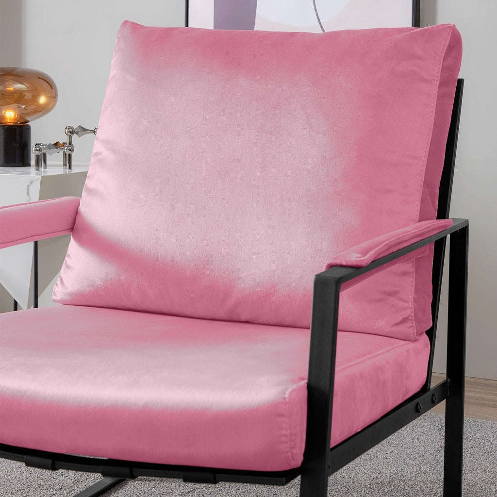 Modern Relax Single Armchair With Velvet Cushion - Pink