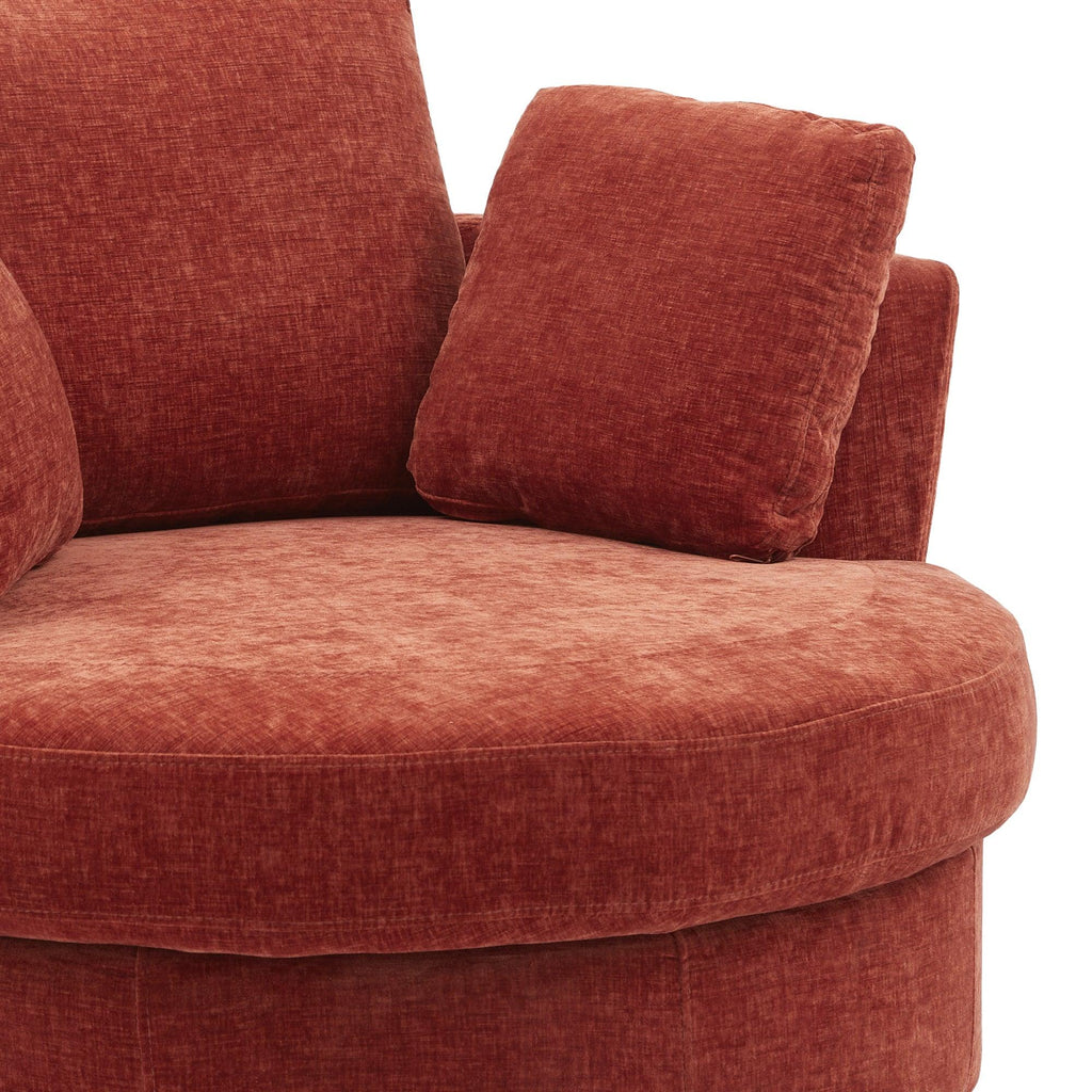 WIIS' IDEA™ Modern Swivel Armchair Sofa With 3 Pillows - Terracotta