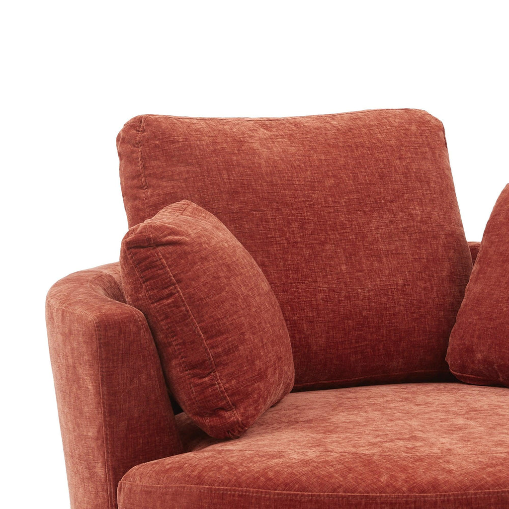 WIIS' IDEA™ Modern Swivel Armchair Sofa With 3 Pillows - Terracotta