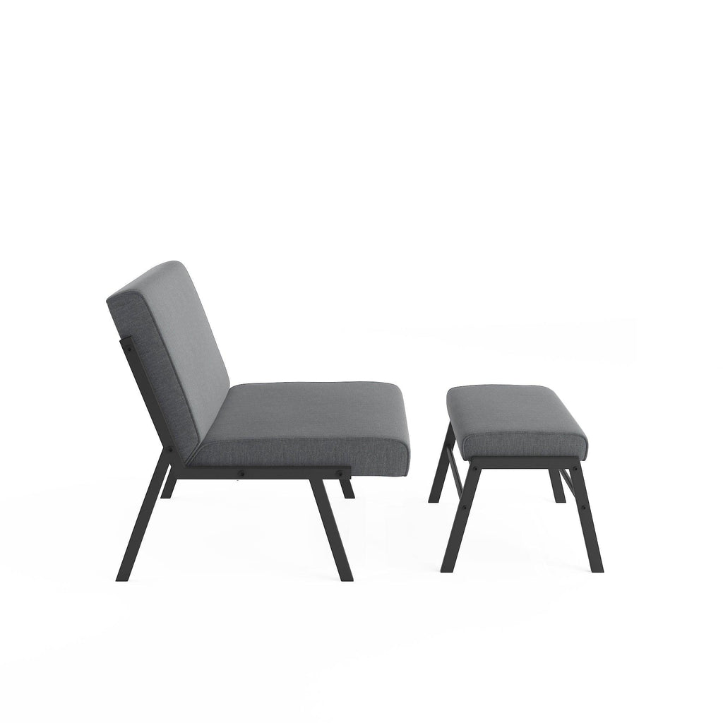 WIIS' IDEA™ Modern Upholstered Linen Armchair With Ottoman - Grey
