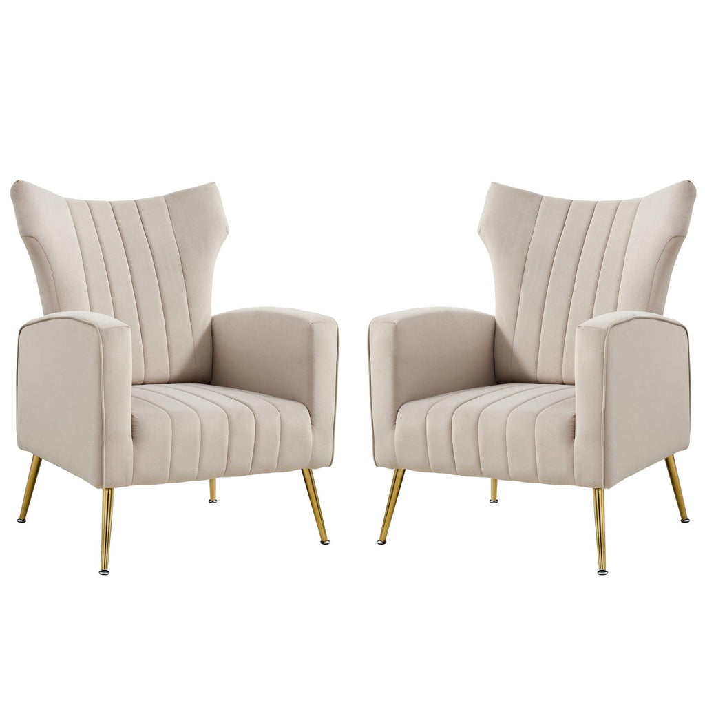 WIIS' IDEA™ Modern Velvet Armchair With Gold Metal Legs - Grey - WIIS' IDEA™ | Original Furniture Online Store