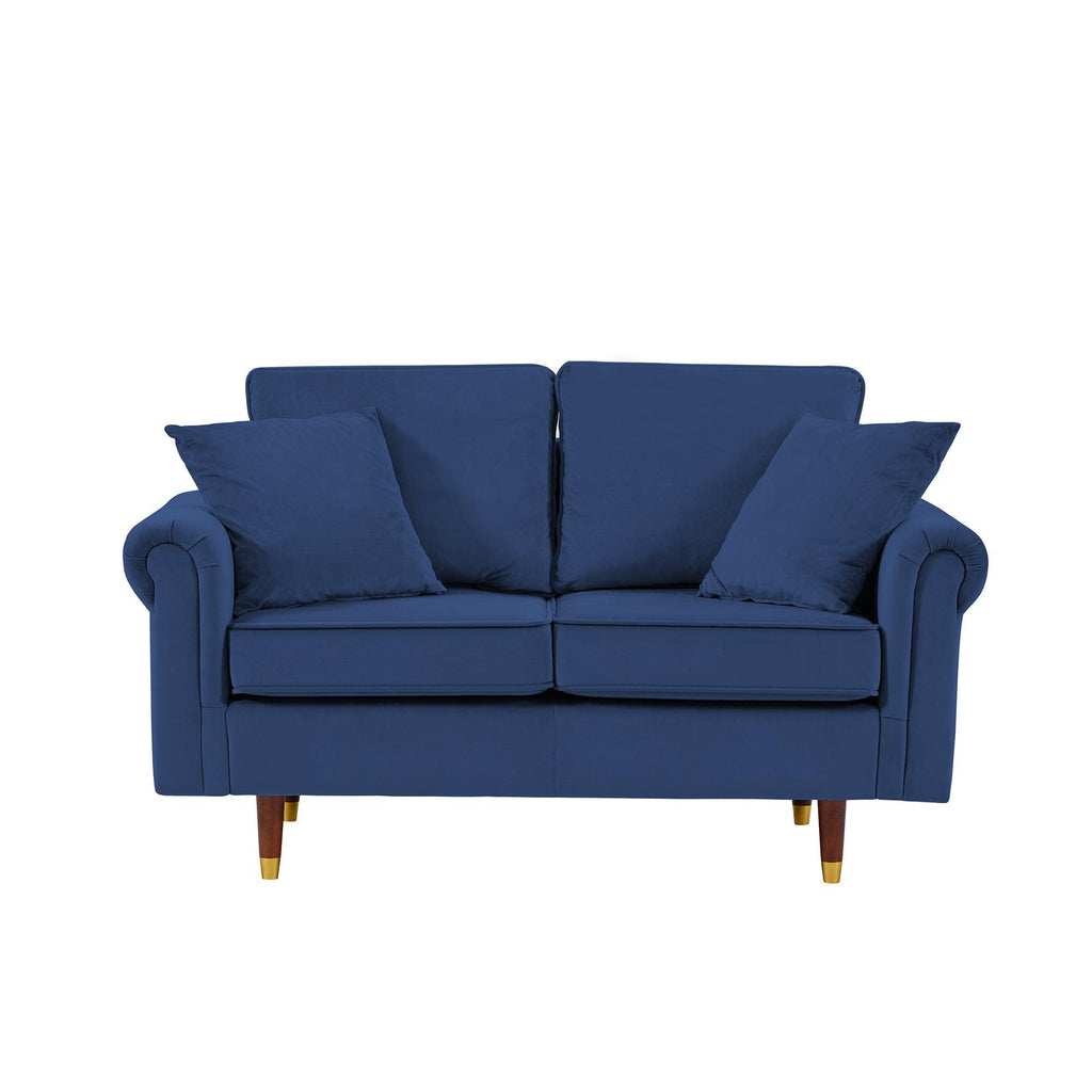 WIIS' IDEA™ Modern Velvet Loveseat Sofa With Wood Legs - Blue