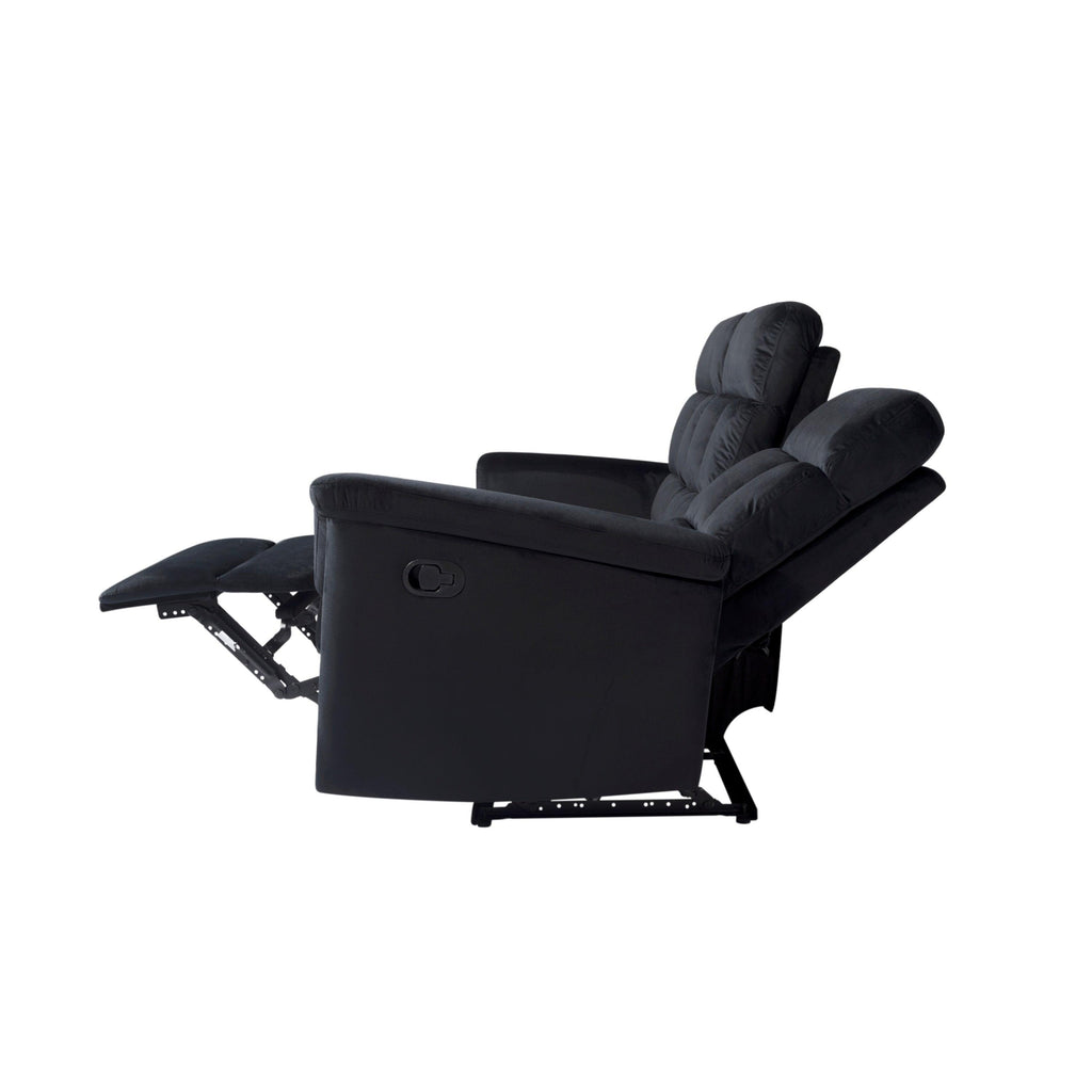 WIIS' IDEA™  Modern Velvet Reclining 3 Seaters Sofa - Black