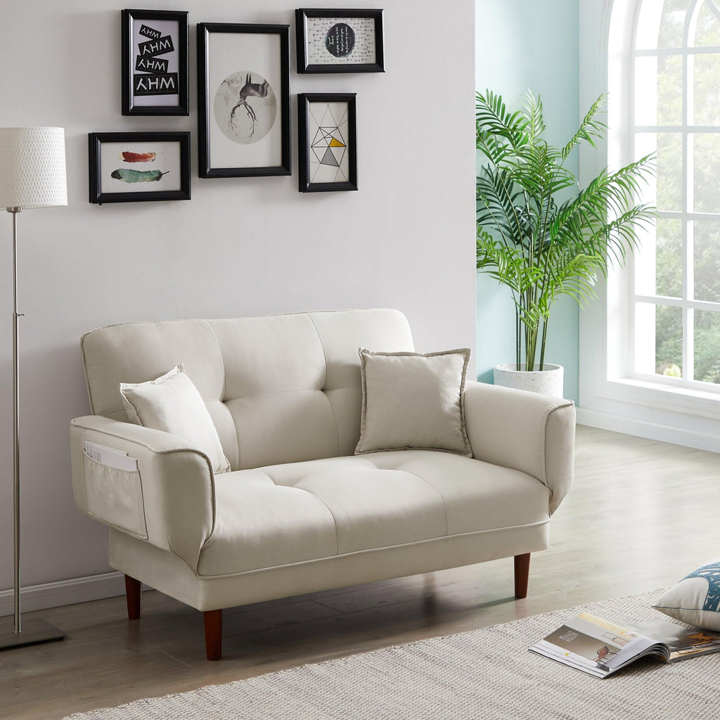 WIIS' IDEA™ Relax Fabric Lounge LoveSeat Sleeper Sofa Bed - Beige