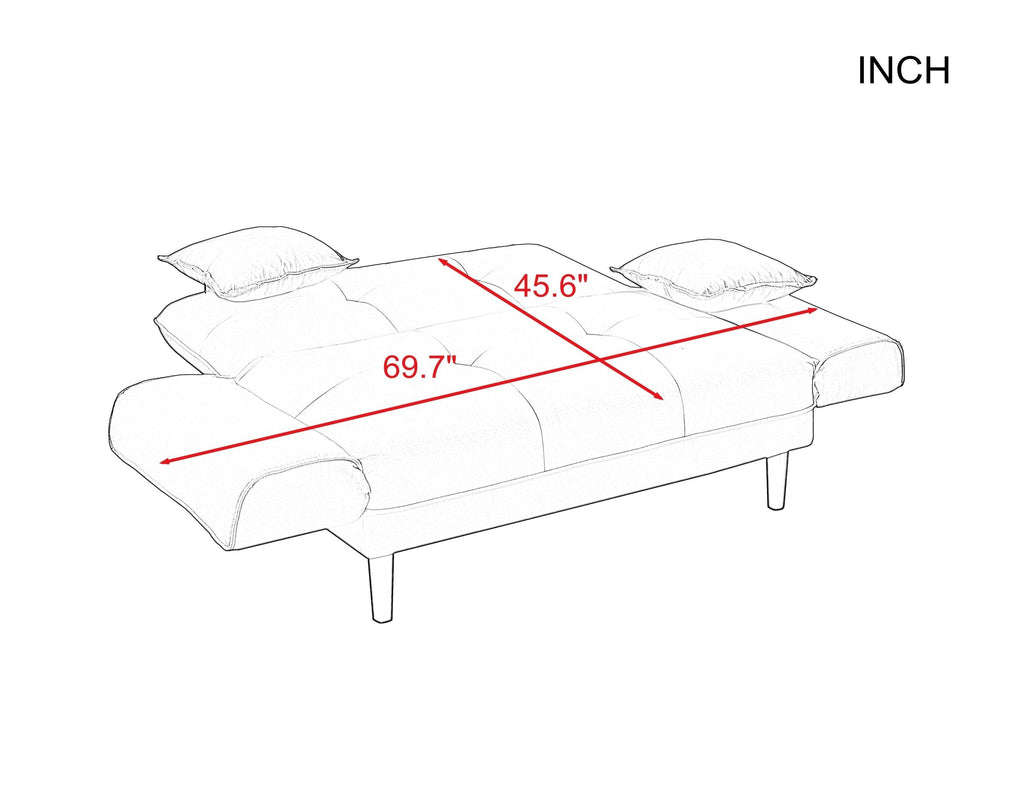 WIIS' IDEA™ Relax Fabric Lounge LoveSeat Sleeper Sofa Bed - Brown