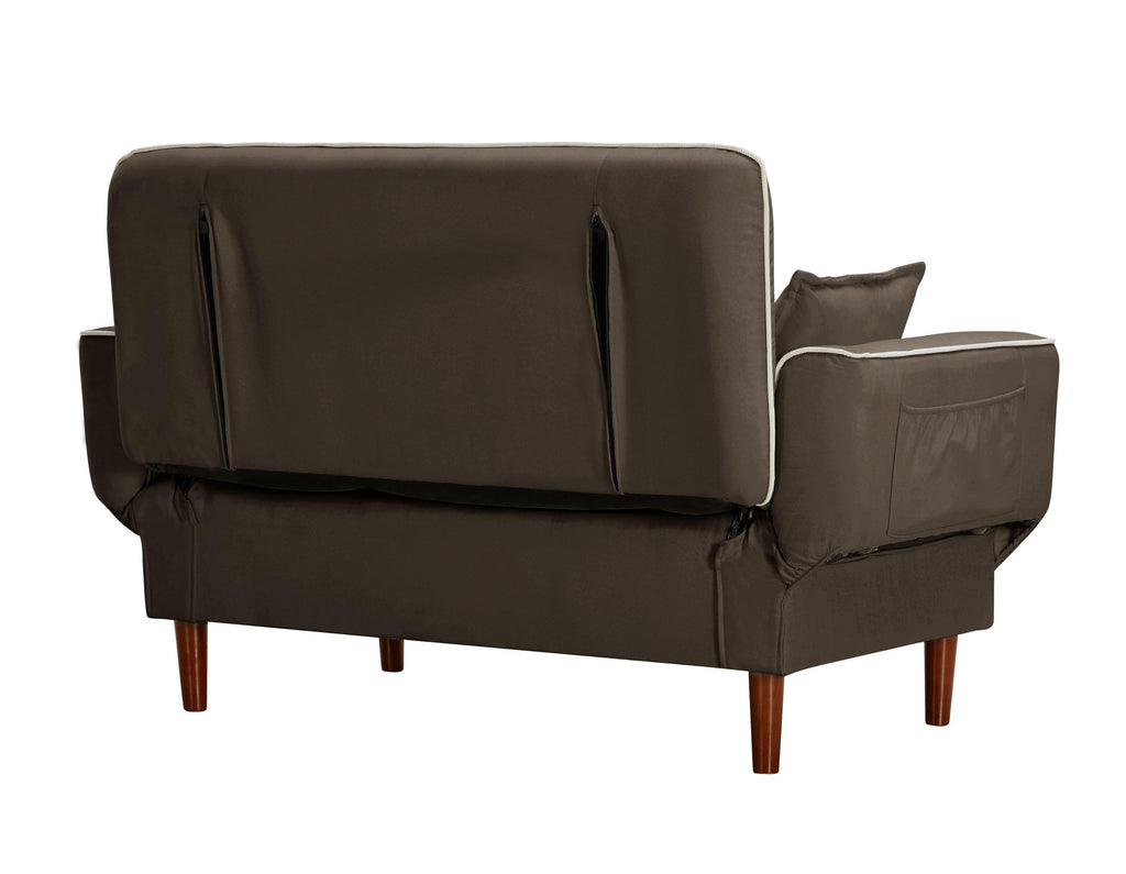 WIIS' IDEA™ Relax Fabric Lounge LoveSeat Sleeper Sofa Bed - Brown