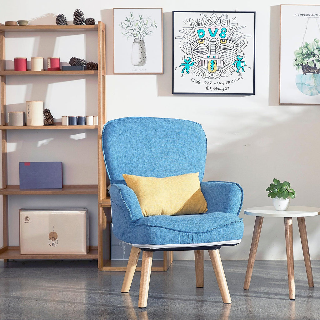 WIIS' IDEA™ Revolving Kids Armchair Sofa With Mid-Back Ergonomic Cushion - Blue