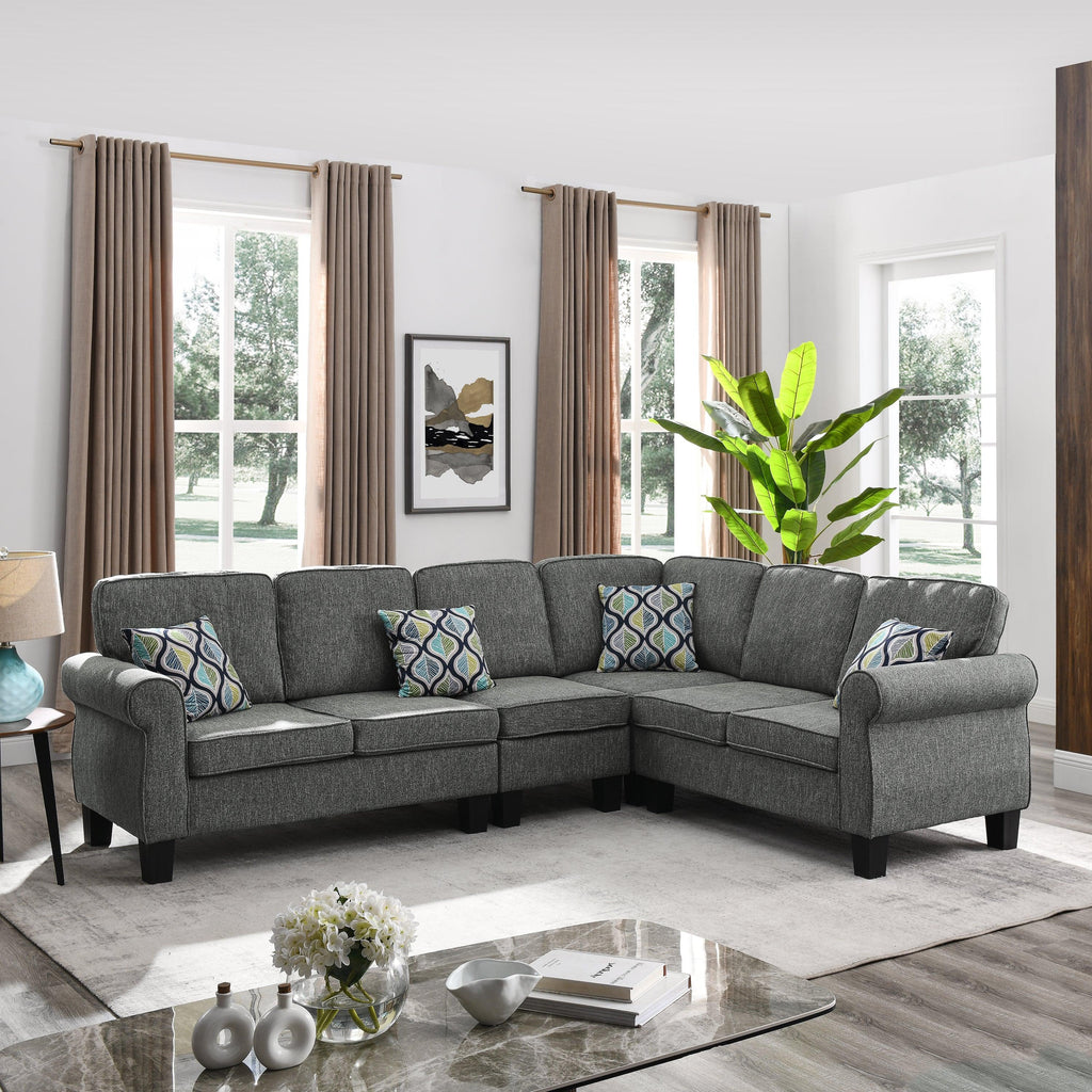 WIIS' IDEA™ Shelter L-Shaped Sectional Sofa With Reversible Chaise - Dark Grey