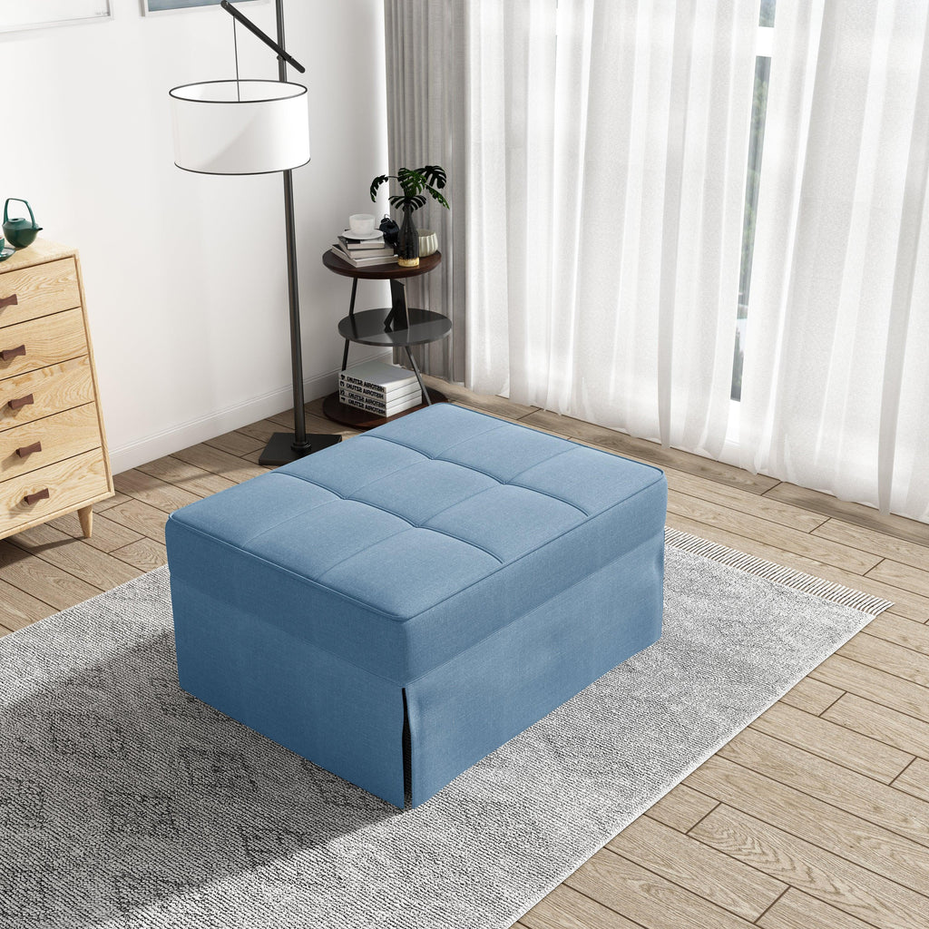 Upholstery Fabric Recliner Sofa Bed Ottoman - Blue