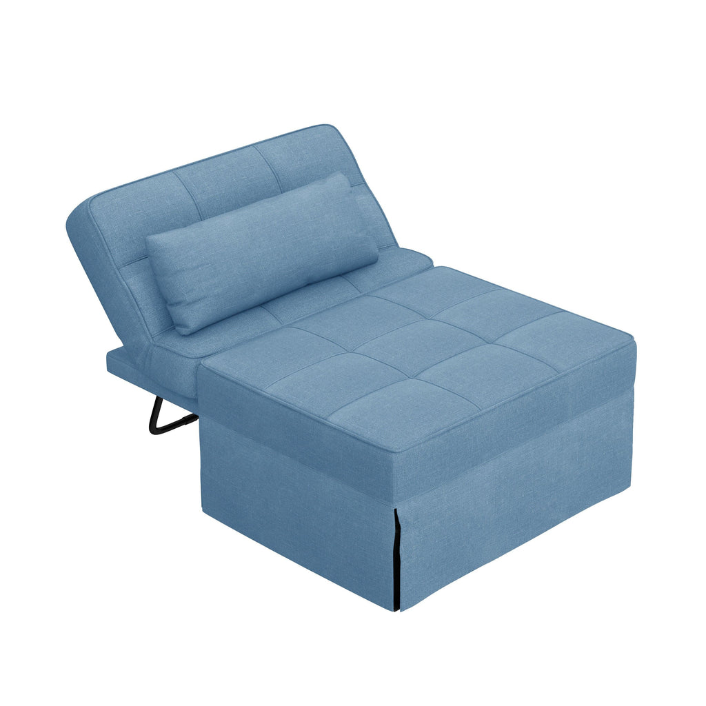 Upholstery Fabric Recliner Sofa Bed Ottoman - Blue