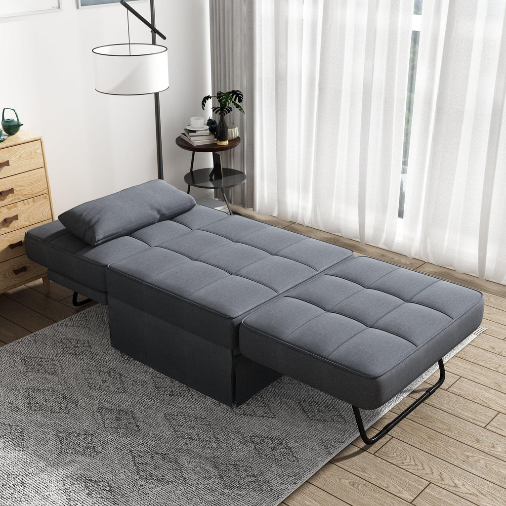 Upholstery Fabric Recliner Bed Ottoman - Dark Grey