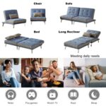 WIIS' IDEA™ 2 PCS Modular Sectional Convertible Sofa Bed - Blue