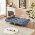 WIIS' IDEA™ 2 PCS Modular Sectional Convertible Sofa Bed - Blue