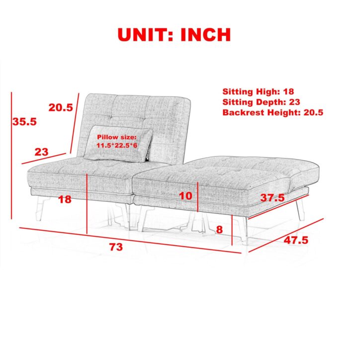 WIIS' IDEA™ 2 PCS Modular Sectional Convertible Sofa Bed - Light Brown