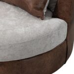 WIIS' IDEA™ 360 Degree Swivel Round Armchair Sofa - Light Grey&Brown