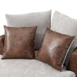 WIIS' IDEA™ 360 Degree Swivel Round Armchair Sofa - Light Grey&Brown