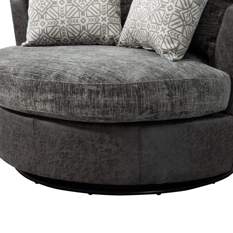 WIIS' IDEA™ 360 Degree Swivel Round Armchair Sofa - Valley Grey&Dark Grey