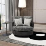 WIIS' IDEA™ 360 Degree Swivel Round Armchair Sofa - Valley Grey&Dark Grey