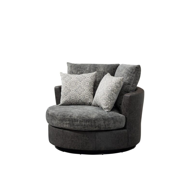 WIIS' IDEA™ 360 Degree Swivel Round Armchair Sofa - Valley Grey&Dark Grey