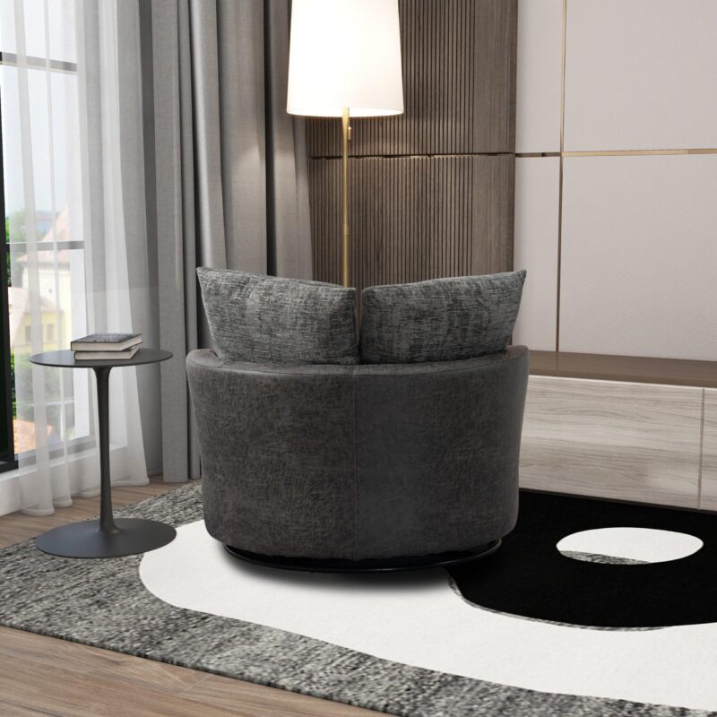 WIIS' IDEA™ 360 Degree Swivel Round Armchair Sofa - Valley Grey&Dark Grey