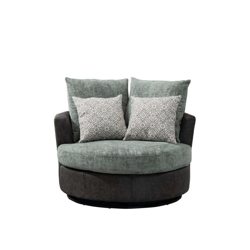 WIIS' IDEA™ 360 Degree Swivel Round Armchair Sofa - Valley Grey&Sage