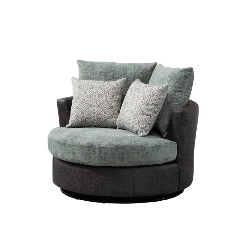 WIIS' IDEA™ 360 Degree Swivel Round Armchair Sofa - Valley Grey&Sage