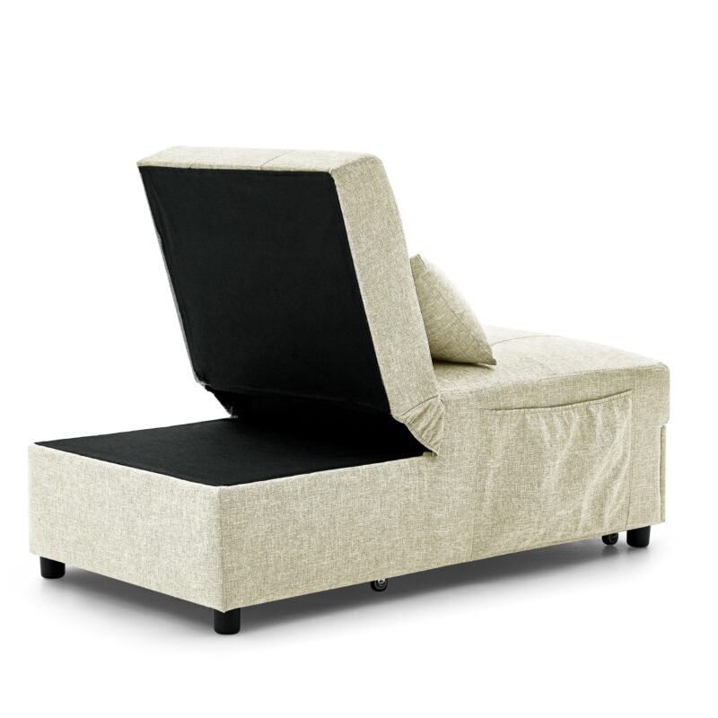 WIIS' IDEA™ 4 in 1 Function Folding Ottoman Sleeper Sofa Bed - Begie