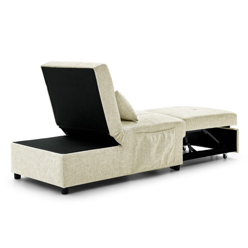 WIIS' IDEA™ 4 in 1 Function Folding Ottoman Sleeper Sofa Bed - Begie