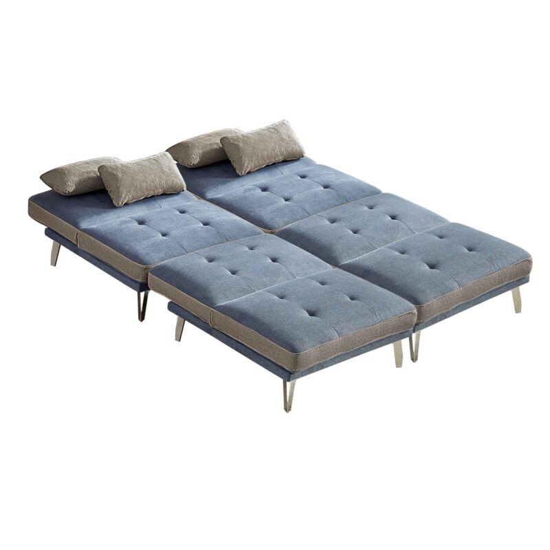 WIIS' IDEA™ Modular Sectional Convertible Sofa Bed For Living Room - Blue