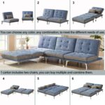 WIIS' IDEA™ Modular Sectional Convertible Sofa Bed For Living Room - Blue