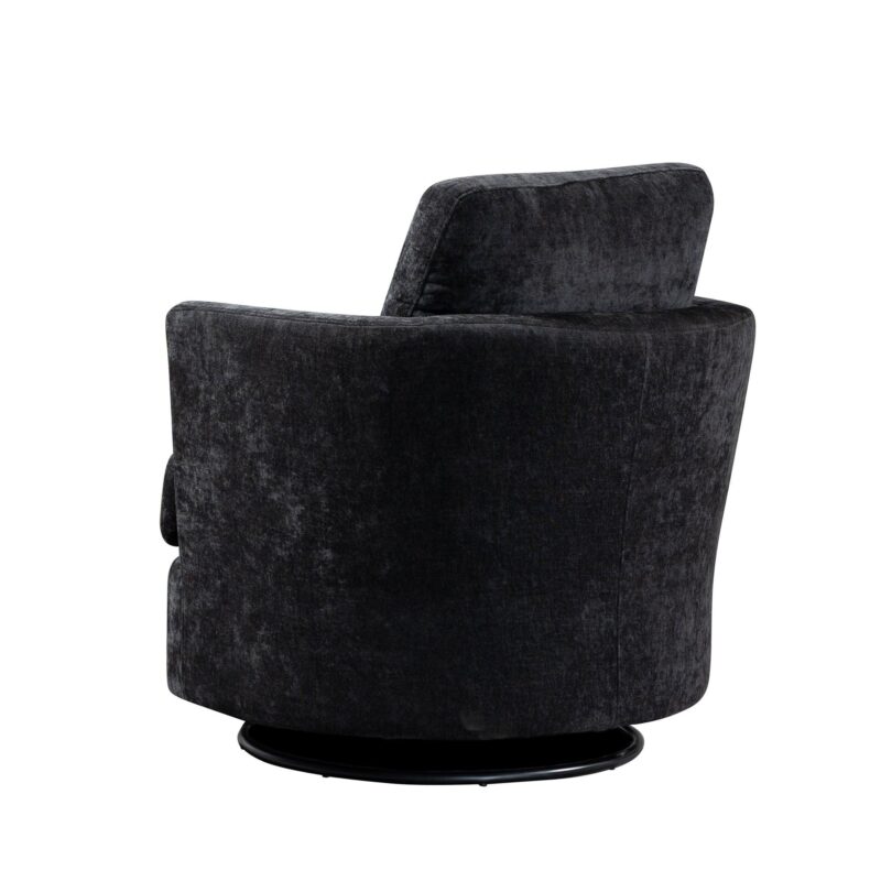 WIIS' IDEA™ Chenille Round Armchair Sofa  For Living Room - Black