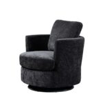 WIIS' IDEA™ Chenille Round Armchair Sofa  For Living Room - Black