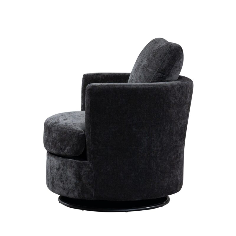 WIIS' IDEA™ Chenille Round Armchair Sofa  For Living Room - Black