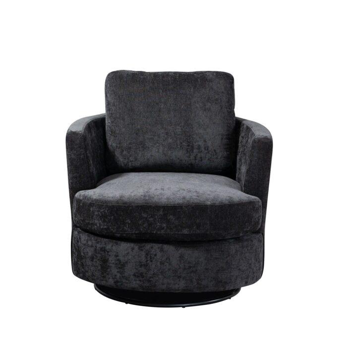 WIIS' IDEA™ Chenille Round Armchair Sofa  For Living Room - Black