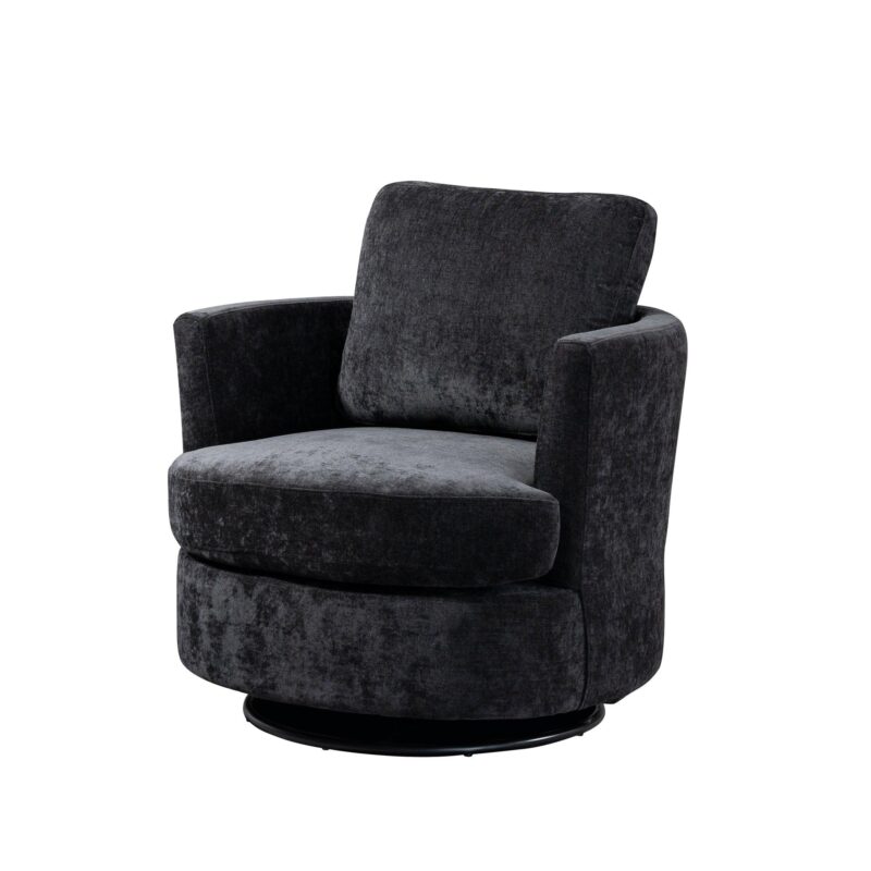 WIIS' IDEA™ Chenille Round Armchair Sofa  For Living Room - Black