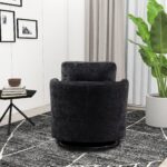 WIIS' IDEA™ Chenille Round Armchair Sofa  For Living Room - Black