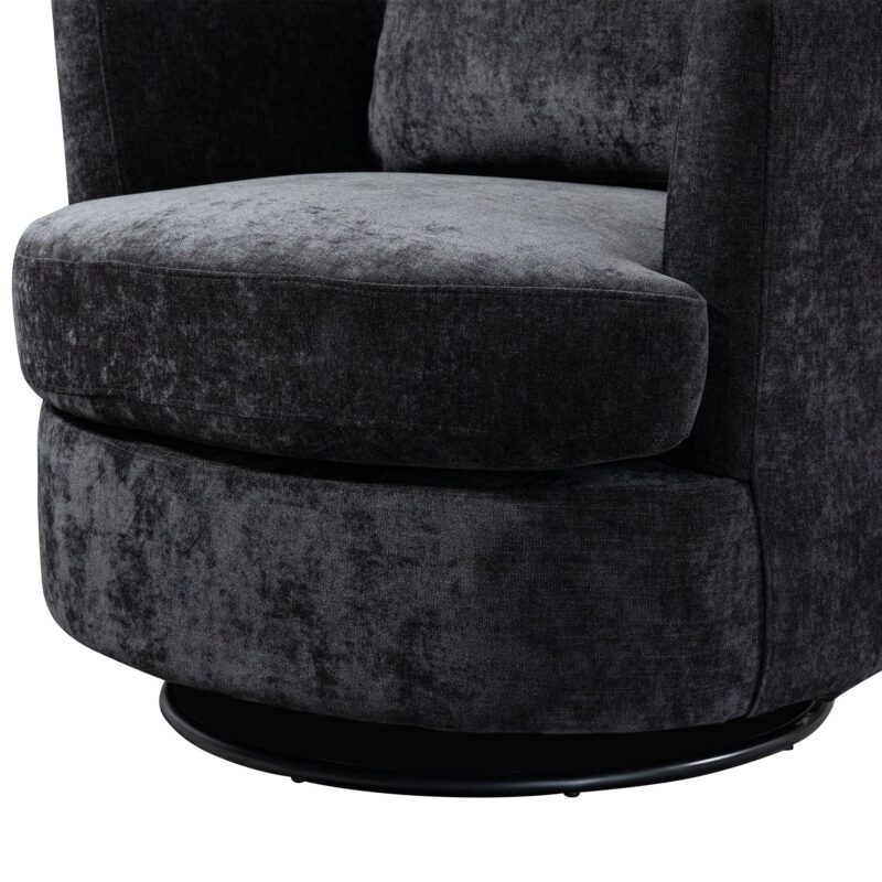 WIIS' IDEA™ Chenille Round Armchair Sofa  For Living Room - Black