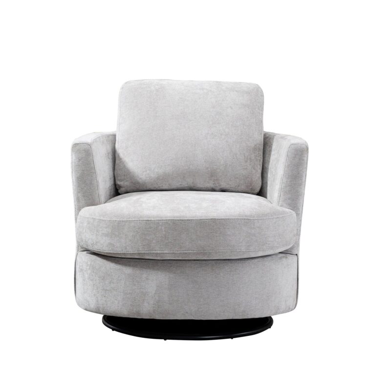 WIIS' IDEA™ Chenille Round Armchair Sofa  For Living Room - Light Grey