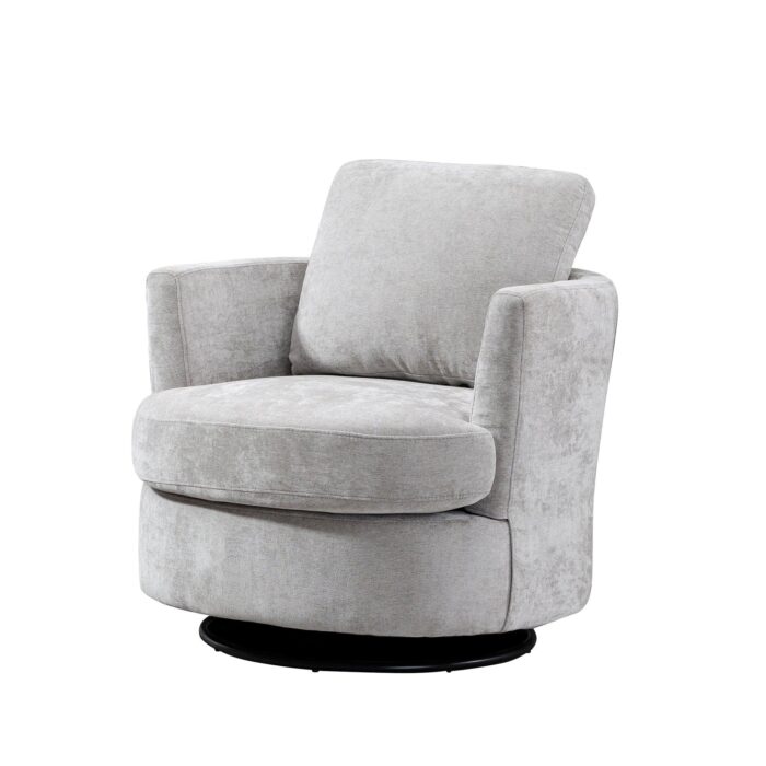 WIIS' IDEA™ Chenille Round Armchair Sofa  For Living Room - Light Grey