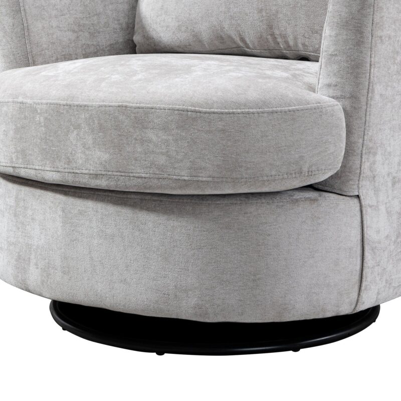 WIIS' IDEA™ Chenille Round Armchair Sofa  For Living Room - Light Grey