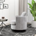 WIIS' IDEA™ Chenille Round Armchair Sofa  For Living Room - Light Grey