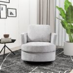 WIIS' IDEA™ Chenille Round Armchair Sofa  For Living Room - Light Grey