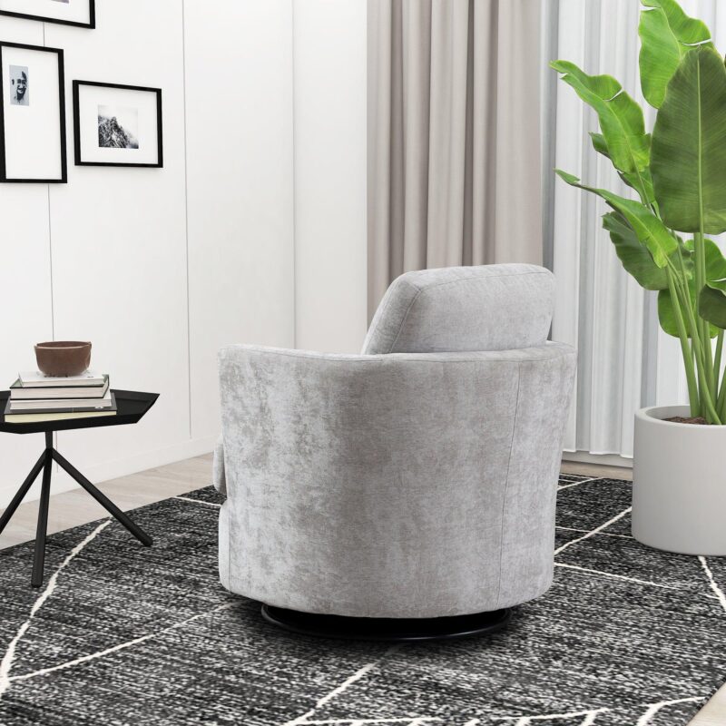 WIIS' IDEA™ Chenille Round Armchair Sofa  For Living Room - Light Grey