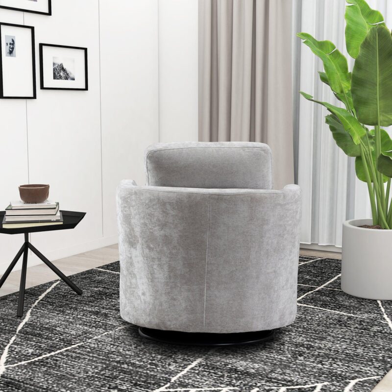 WIIS' IDEA™ Chenille Round Armchair Sofa  For Living Room - Light Grey