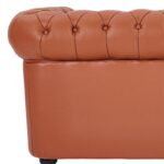 WIIS' IDEA™ Chesterfield Genuine Leather Armchair Sofa With Solid Wood Oak Legs - Light Brown