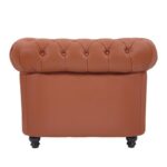 WIIS' IDEA™ Chesterfield Genuine Leather Armchair Sofa With Solid Wood Oak Legs - Light Brown